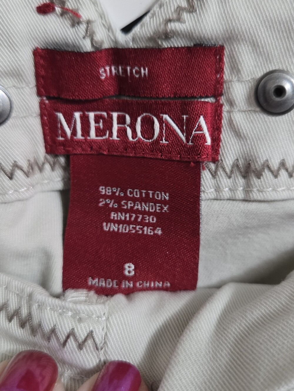 #223 Pre-Loved Merona Cream Stretch Cargo Pant - Picture 5 of 6